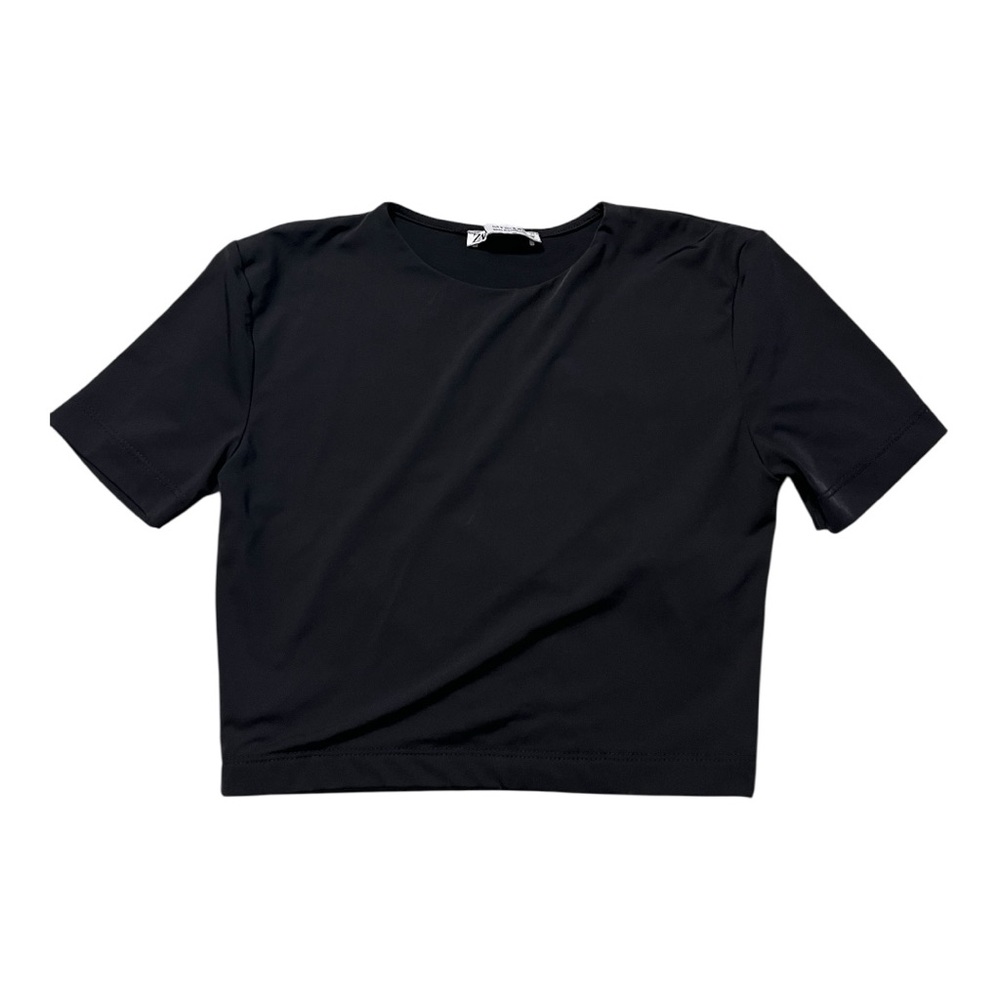 Zara Black Boxy Crop T-Shirt